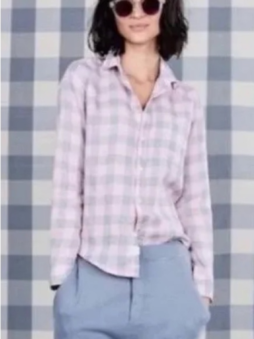 Frank & Eileen Barry Linen Plaid Shirt